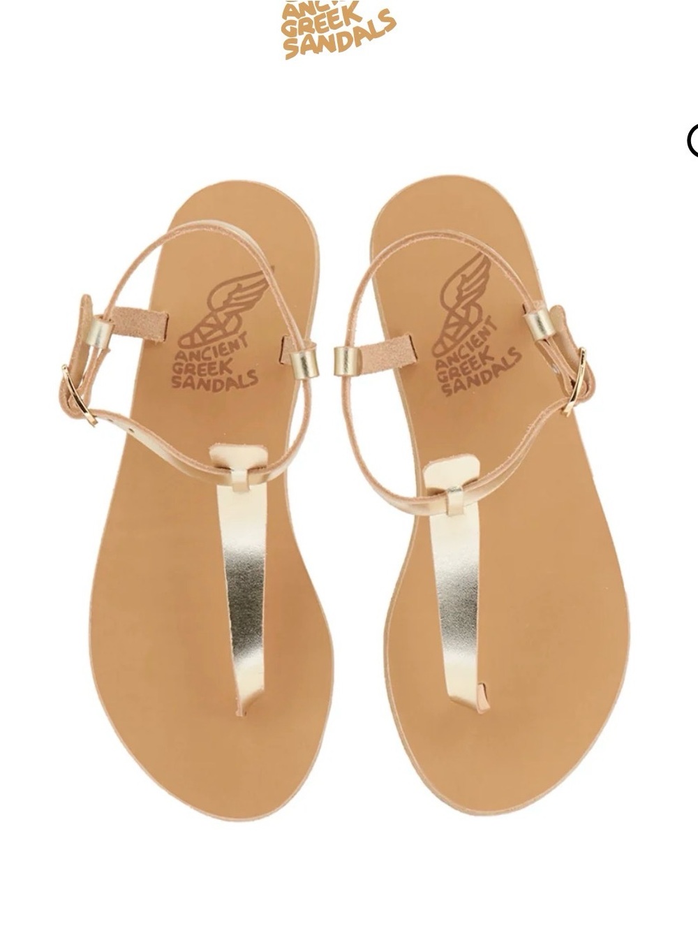 Ancient Greek Sandals Women's Metallic Gold T-Strap Leather Sandals